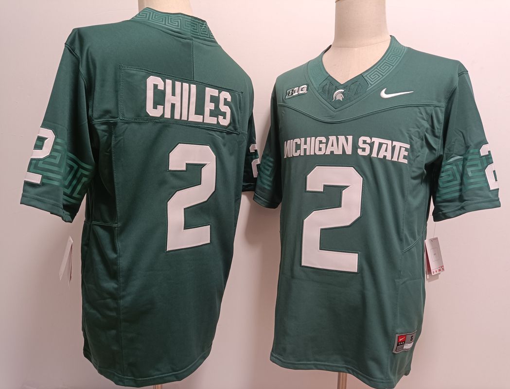 Men Michigan State Spartans #2 Chiles Green Nike 2025 NCAA Jersey->more ncaa teams->NCAA Jersey